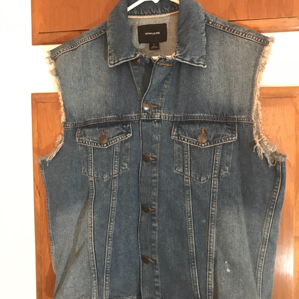ADAM LEVINE BLUE JEAN DENIM CUT OFF JACKET VEST